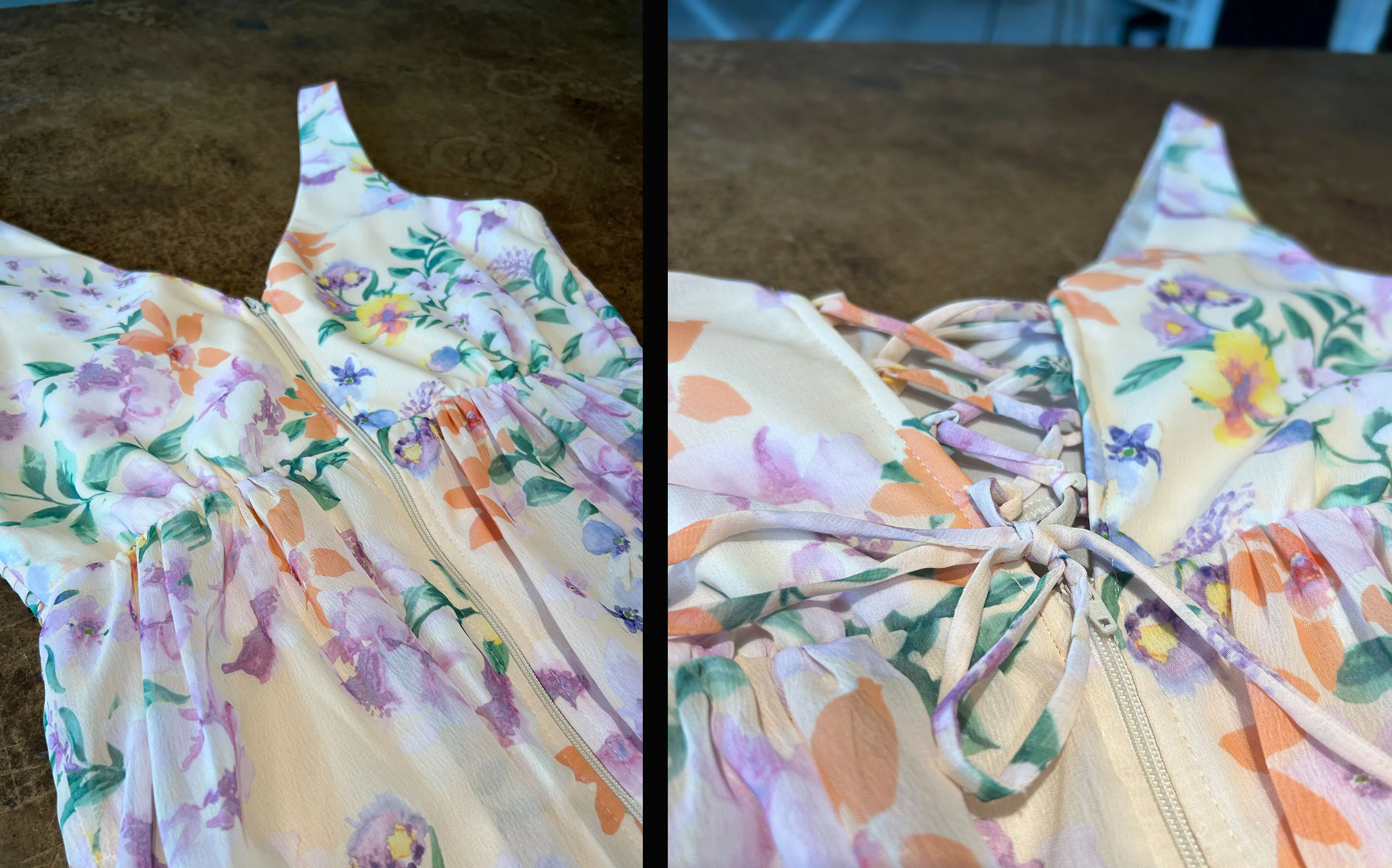 Letting out the dress bust by adding lacing detail as closure 